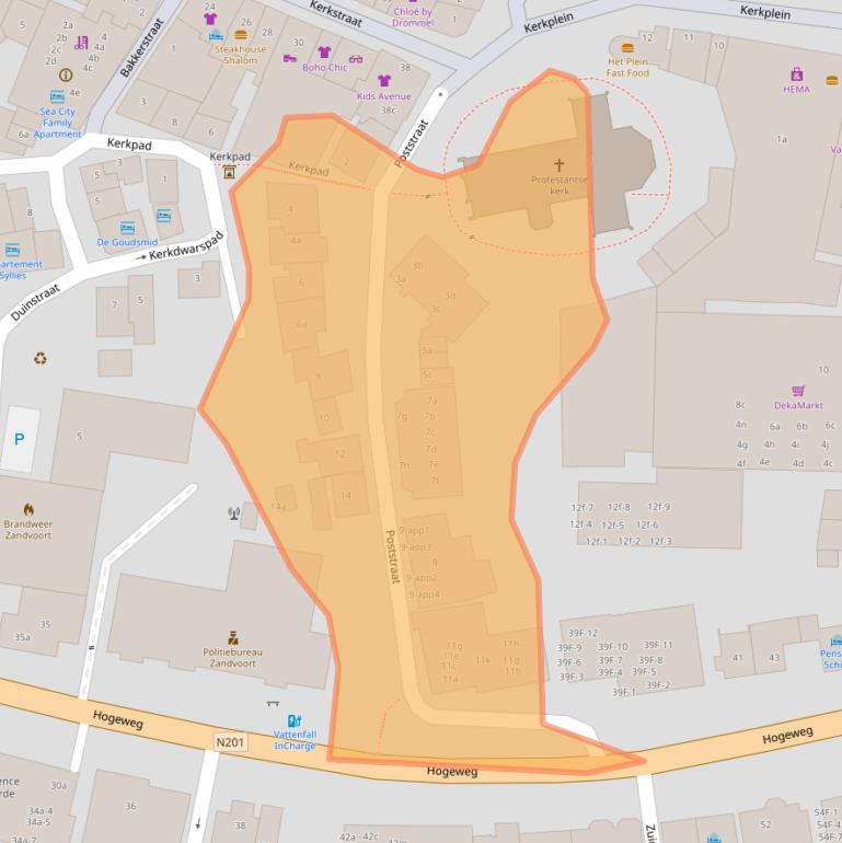 Kaart van postcodegebied 2042HA.