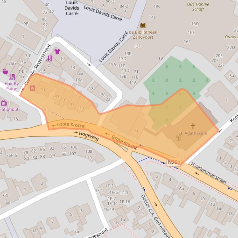 Kaart van postcodegebied 2042LV.