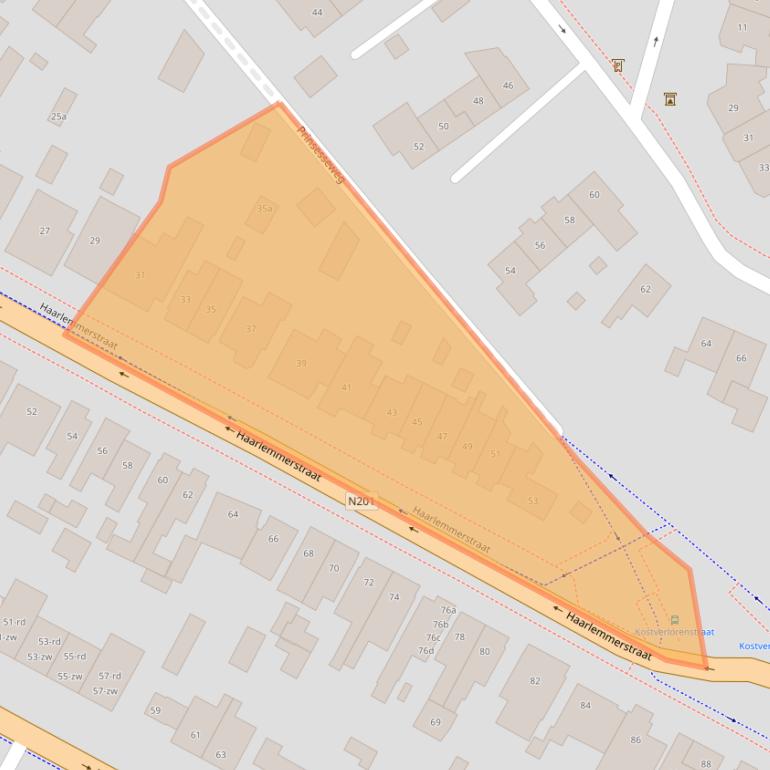 Kaart van postcodegebied 2042NB.