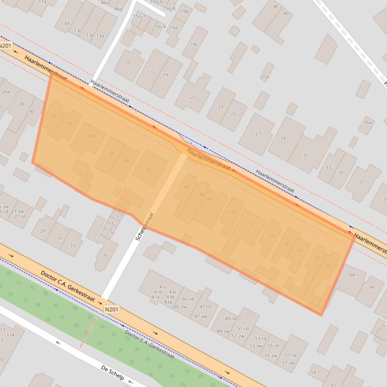 Kaart van postcodegebied 2042ND.
