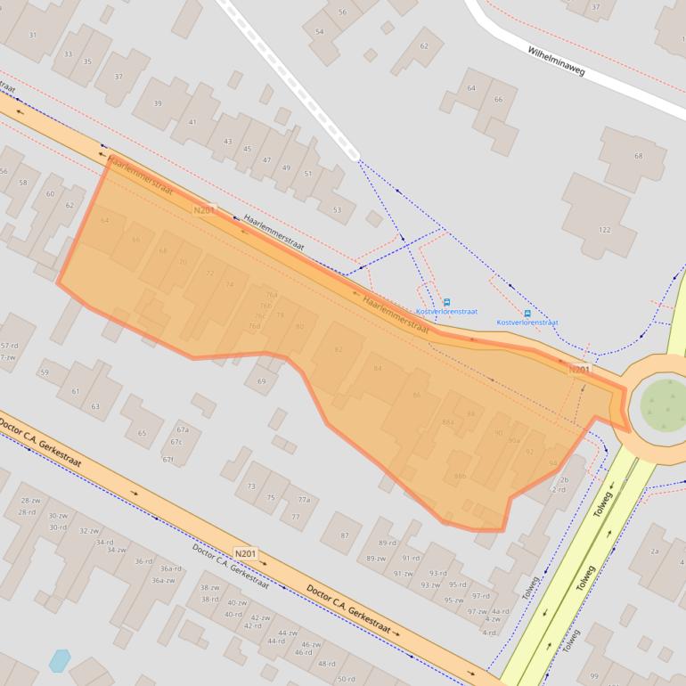 Kaart van postcodegebied 2042NE.