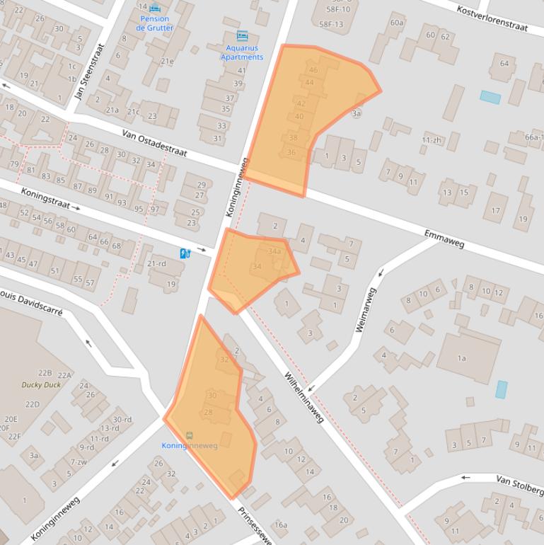 Kaart van postcodegebied 2042NM.