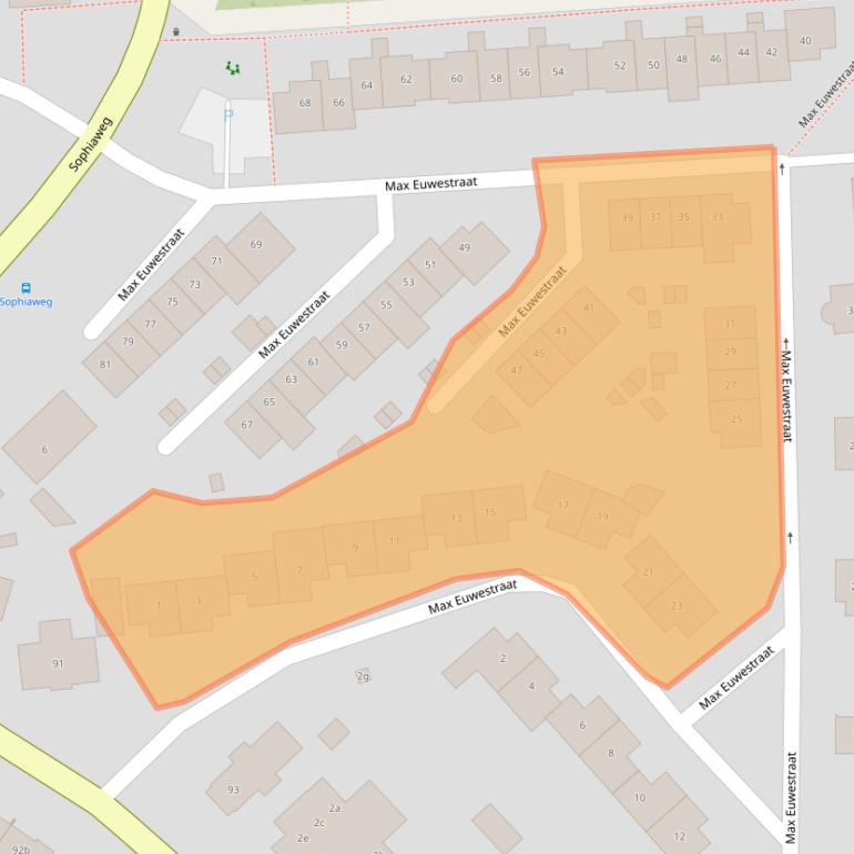 Kaart van postcodegebied 2042RA.