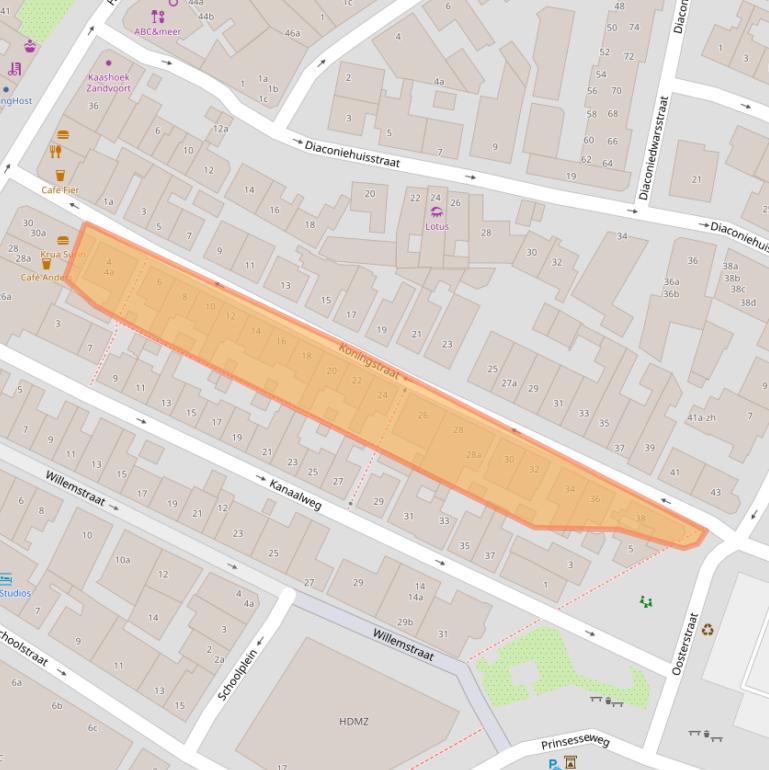 Kaart van postcodegebied 2042VJ.
