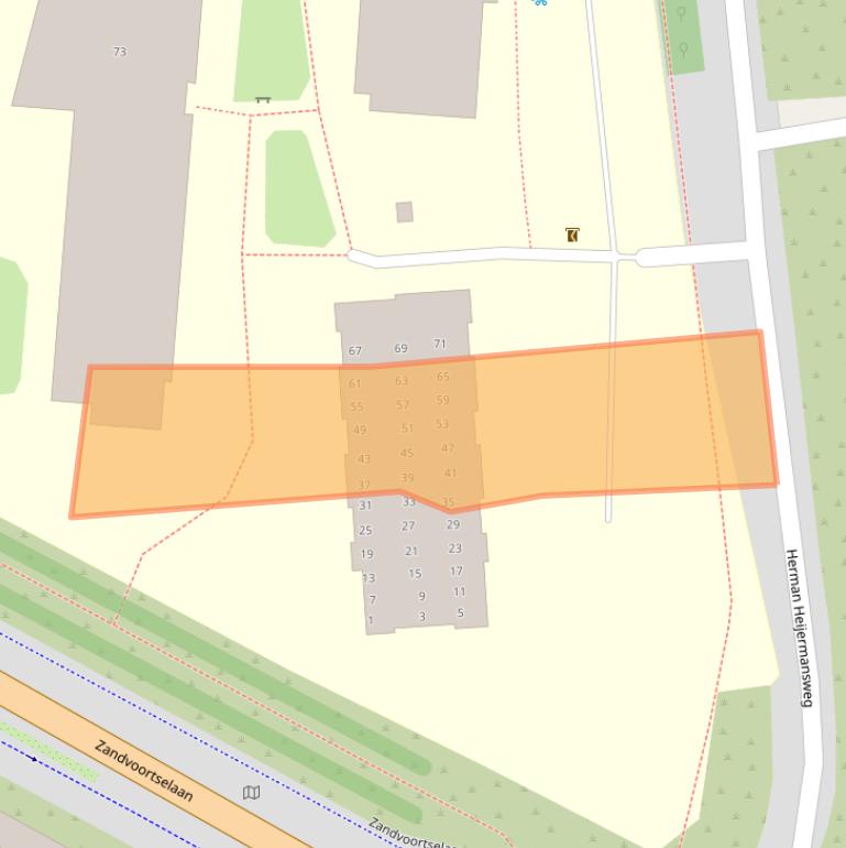 Kaart van postcodegebied 2042XP.