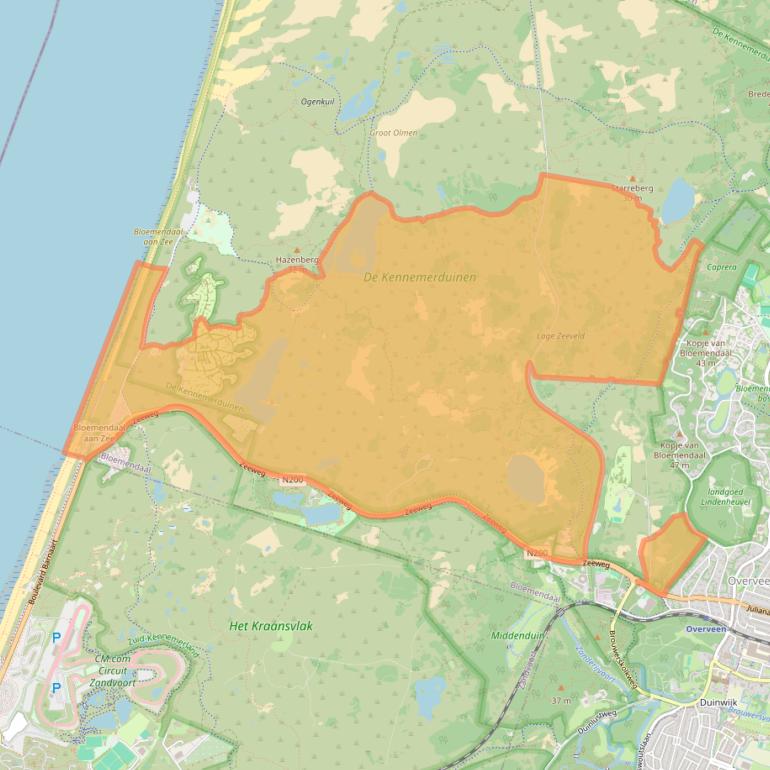 Kaart van postcodegebied 2051EC.