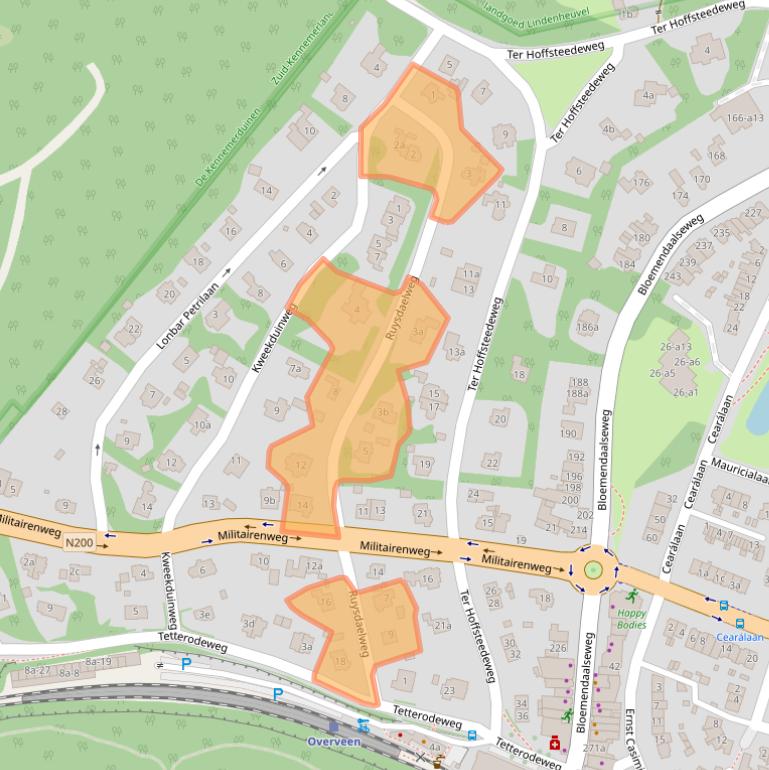 Kaart van postcodegebied 2051EM.