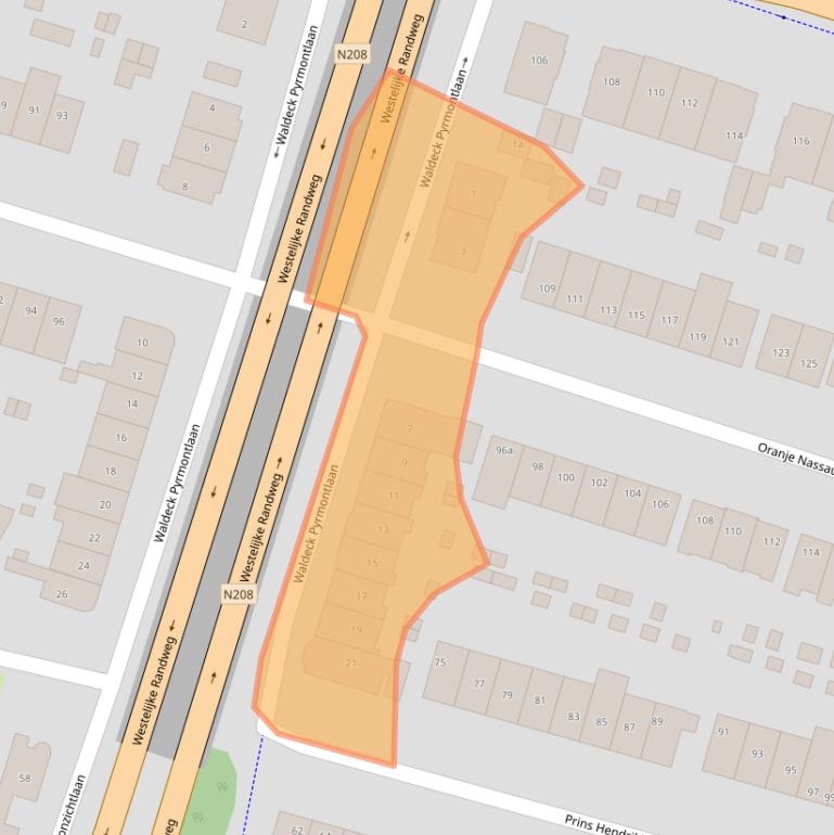 Kaart van postcodegebied 2051HW.
