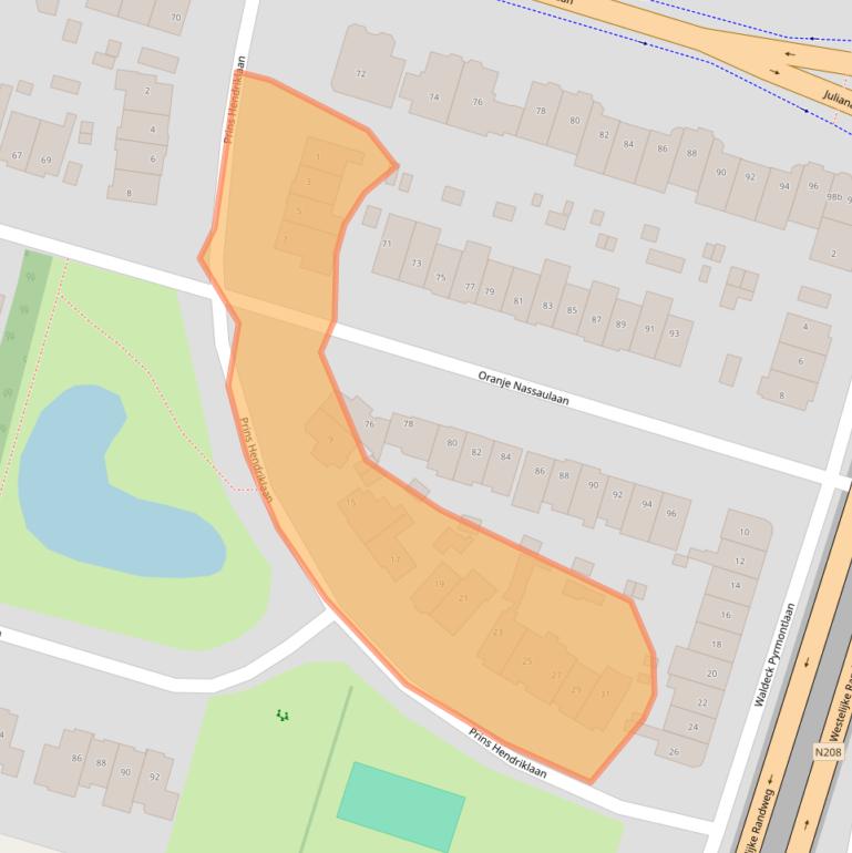 Kaart van postcodegebied 2051JA.