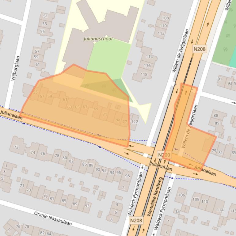 Kaart van postcodegebied 2051JM.
