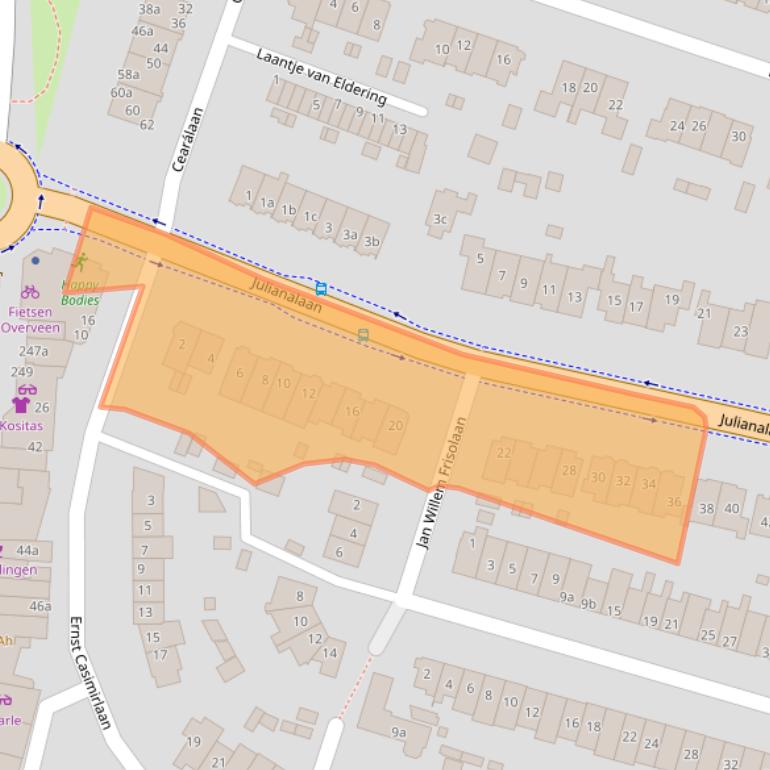 Kaart van postcodegebied 2051JR.