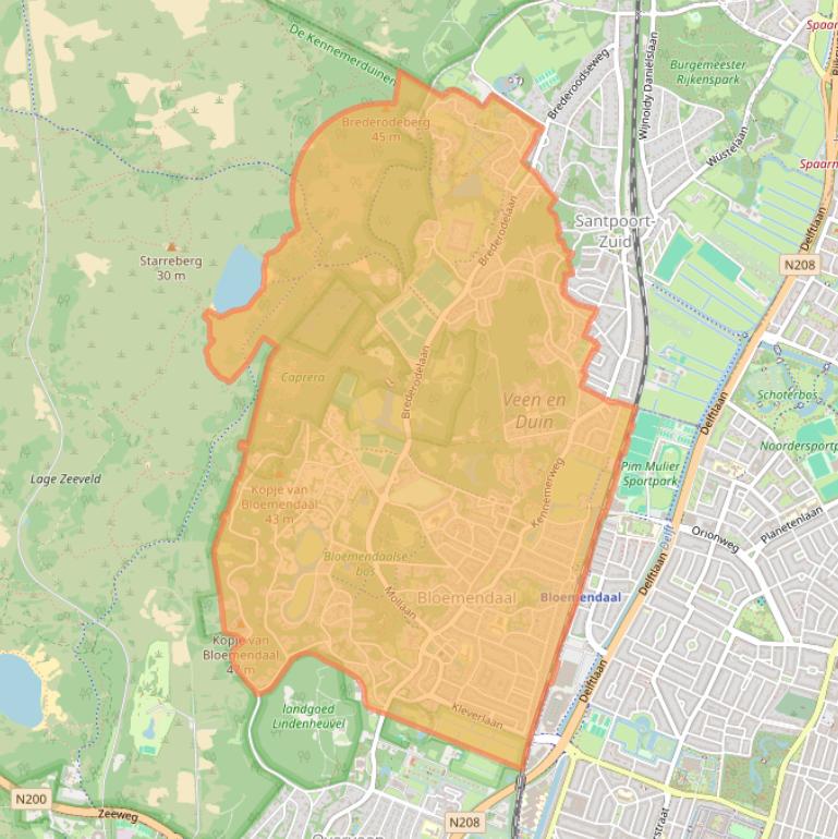 Kaart van postcodegebied 2061.