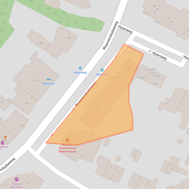 Kaart van postcodegebied 2061CG.