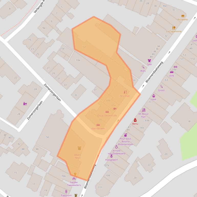 Kaart van postcodegebied 2061CM.