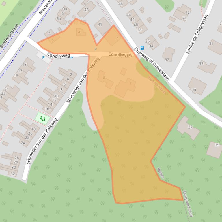 Kaart van postcodegebied 2061KD.