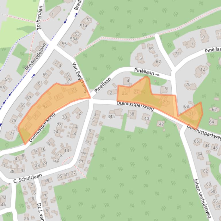 Kaart van postcodegebied 2061LA.