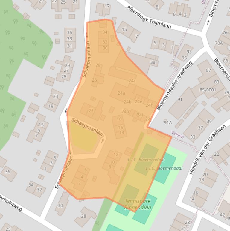 Kaart van postcodegebied 2061LZ.