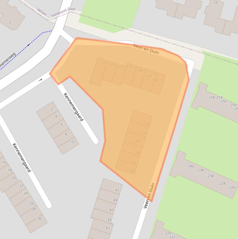 Kaart van postcodegebied 2061XD.