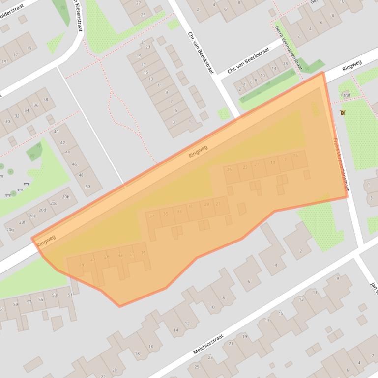 Kaart van postcodegebied 2064KG.