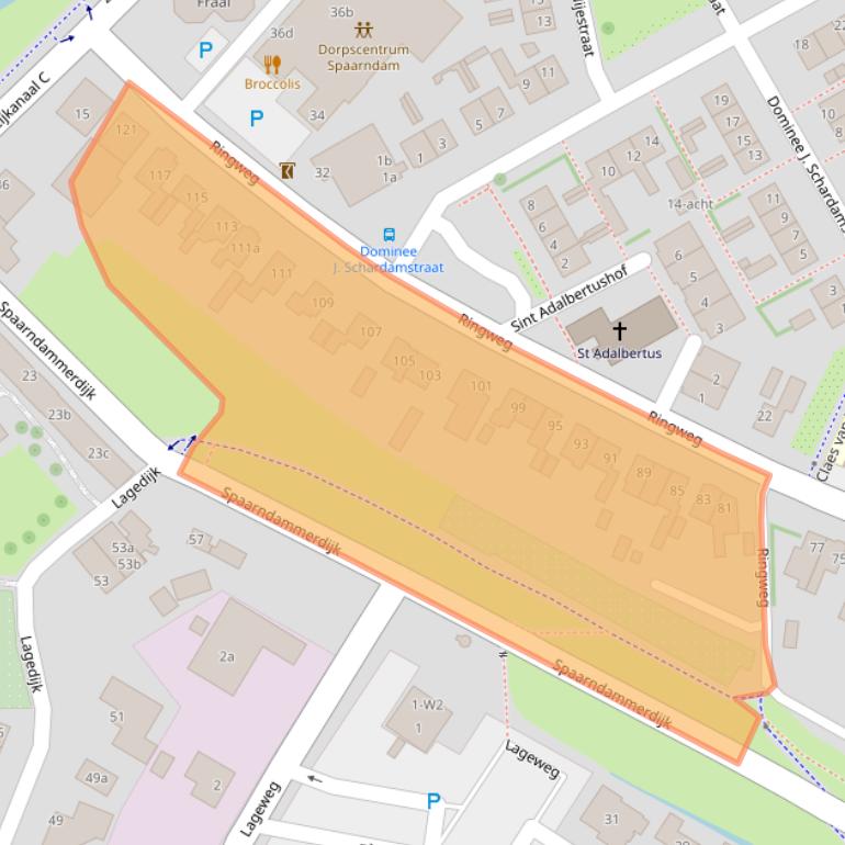 Kaart van postcodegebied 2064KJ.