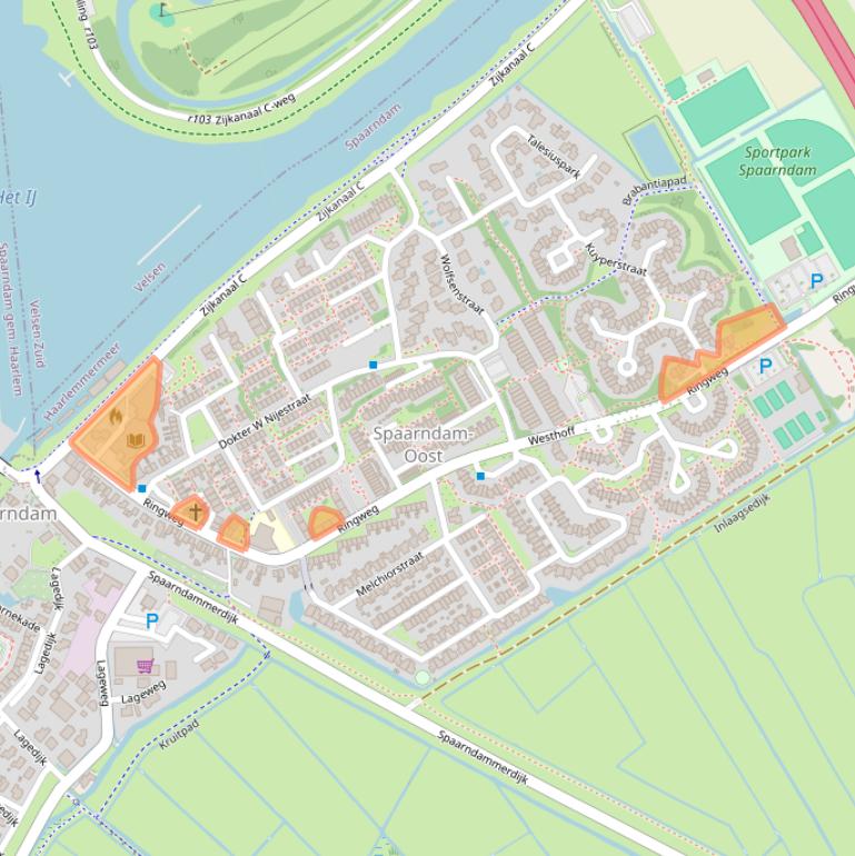 Kaart van postcodegebied 2064KK.