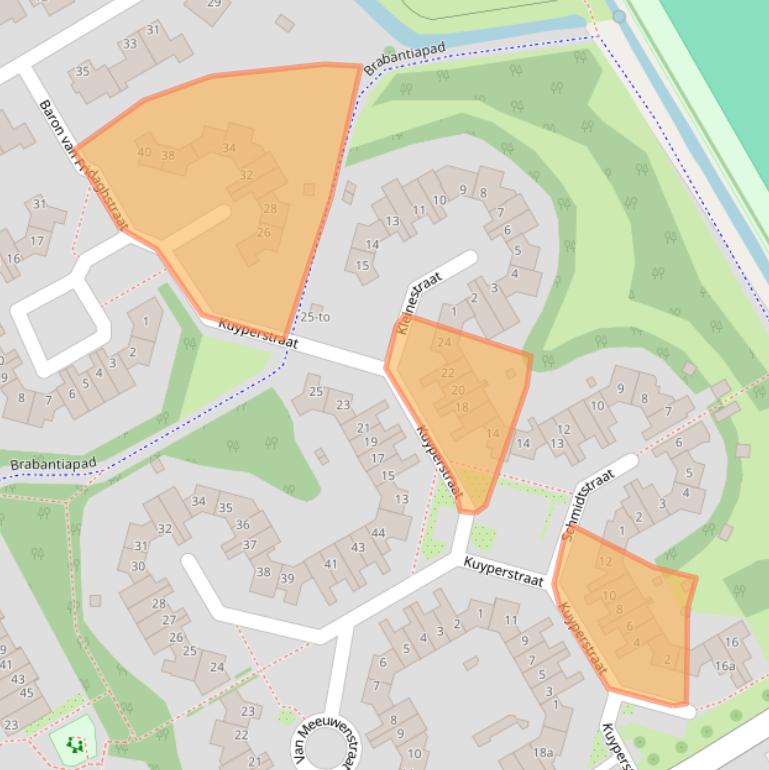 Kaart van postcodegebied 2064LB.