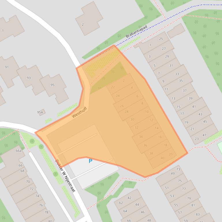 Kaart van postcodegebied 2064WD.