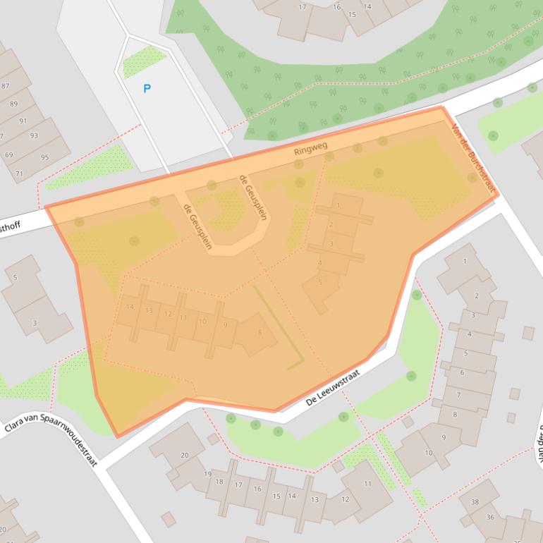 Kaart van postcodegebied 2064WG.