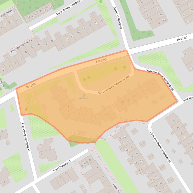 Kaart van postcodegebied 2064WN.