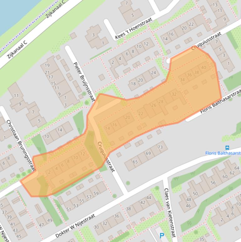 Kaart van postcodegebied 2064XE.