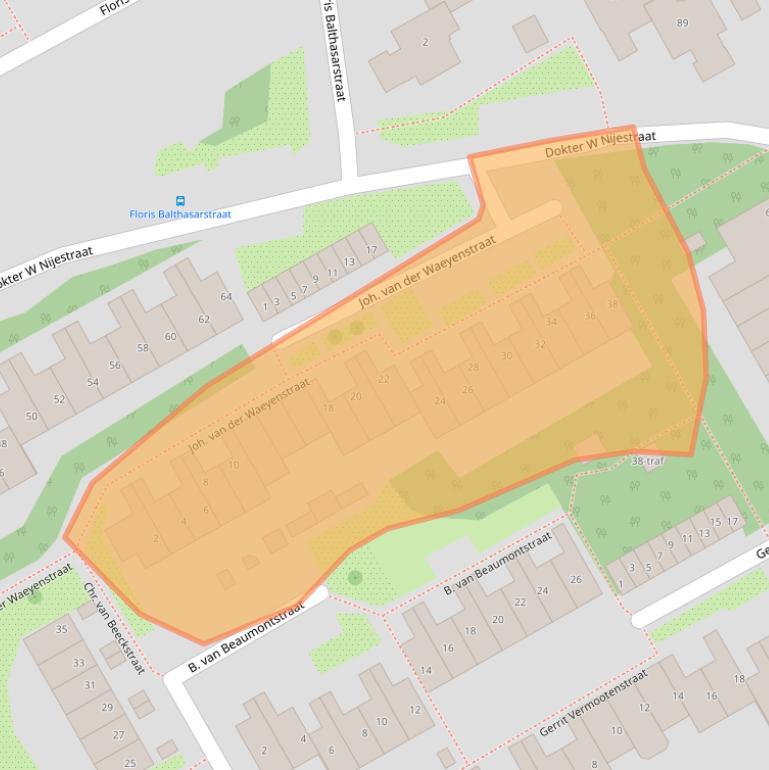 Kaart van postcodegebied 2064XN.