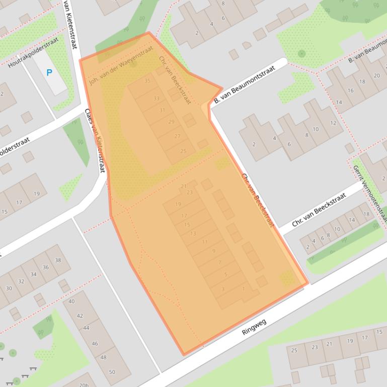 Kaart van postcodegebied 2064XS.