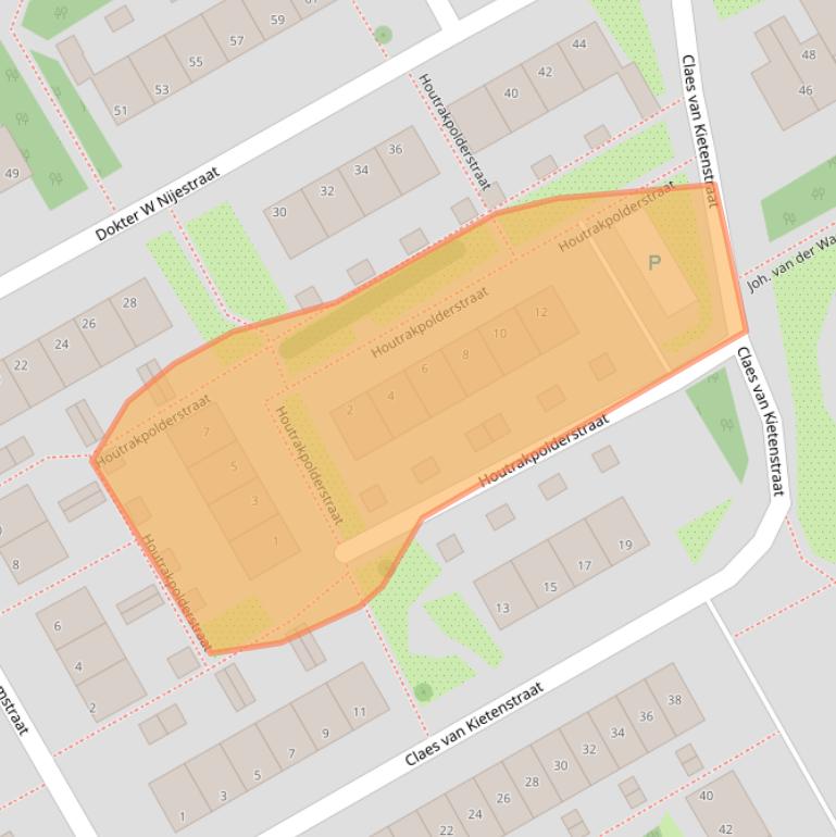 Kaart van postcodegebied 2064XV.