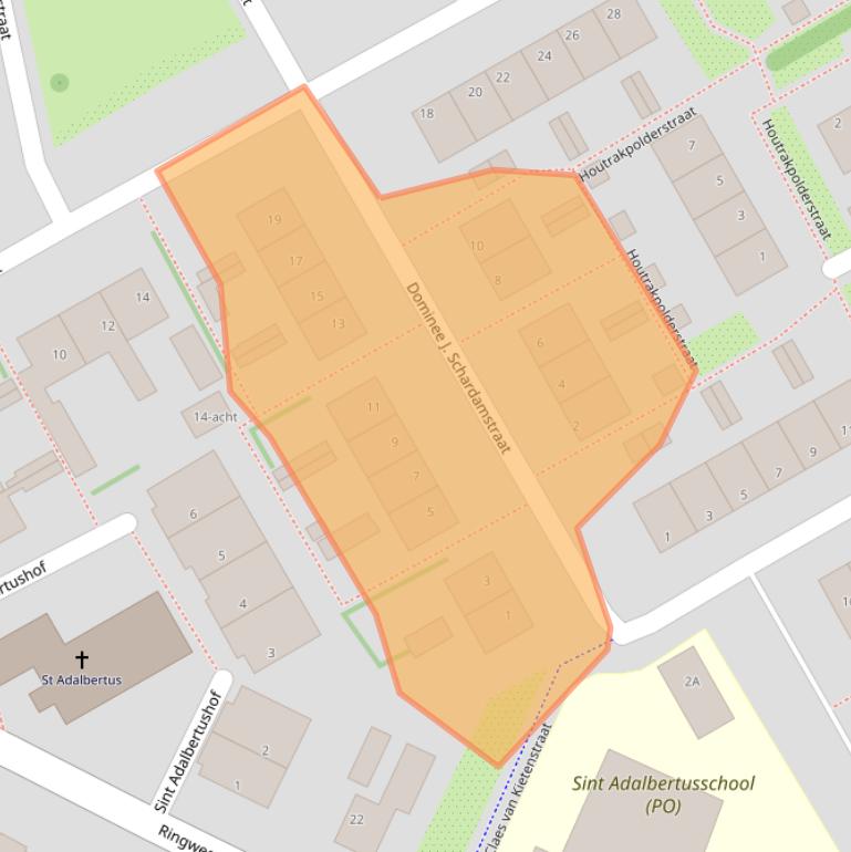 Kaart van postcodegebied 2064XW.