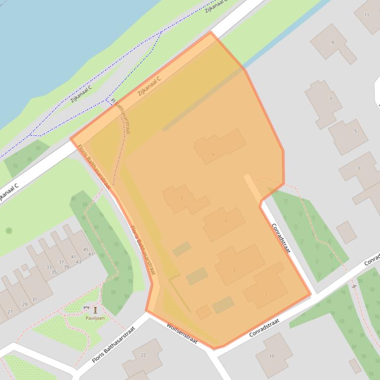 Kaart van postcodegebied 2064XX.