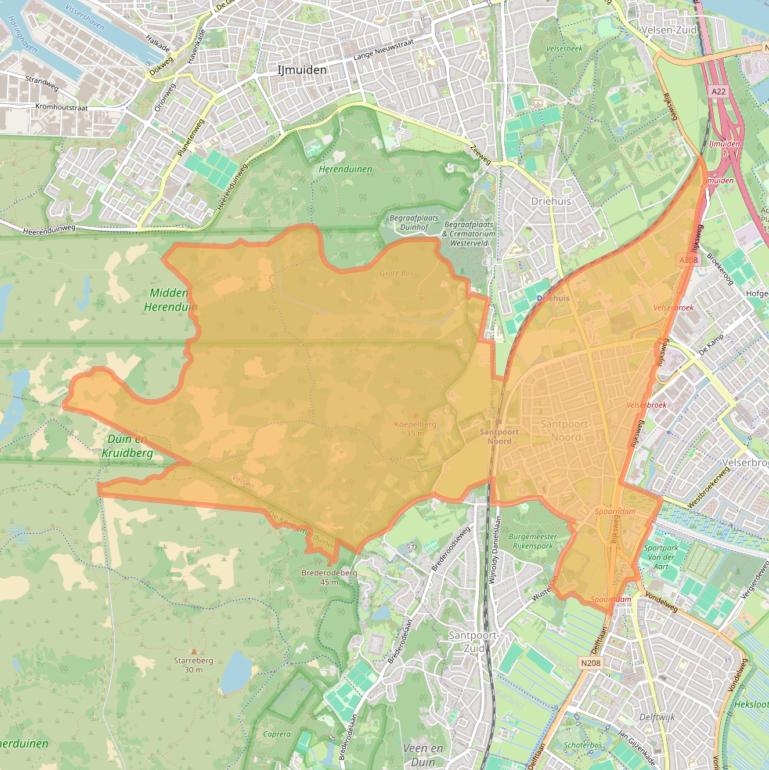 Kaart van postcodegebied 2071.