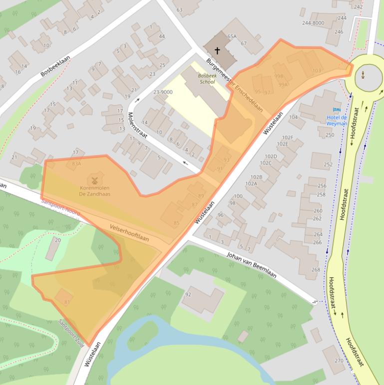 Kaart van postcodegebied 2071AE.