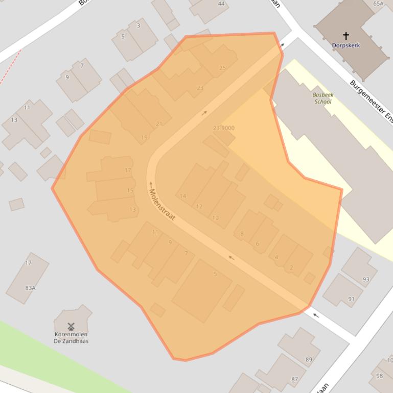 Kaart van postcodegebied 2071AH.