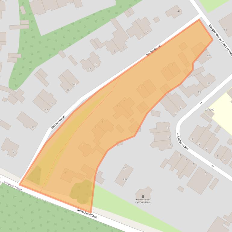 Kaart van postcodegebied 2071AK.