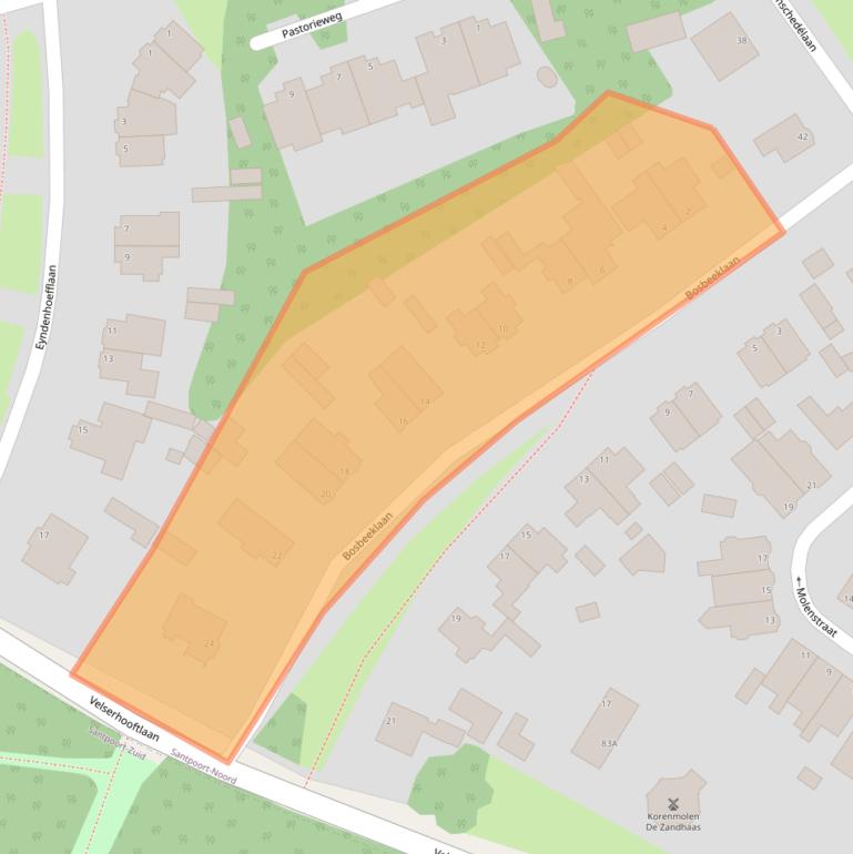 Kaart van postcodegebied 2071AL.