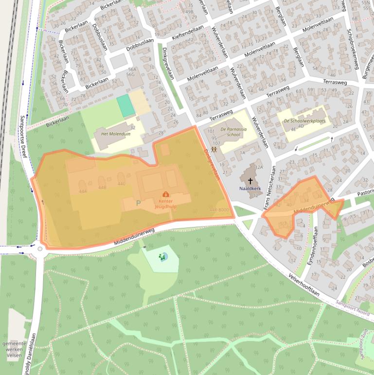 Kaart van postcodegebied 2071AN.