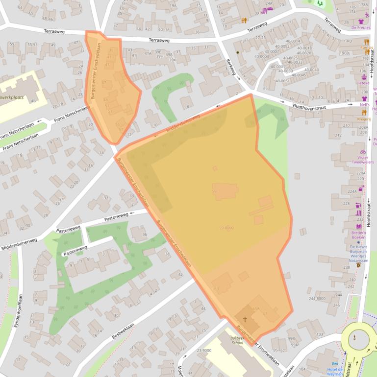 Kaart van postcodegebied 2071AT.