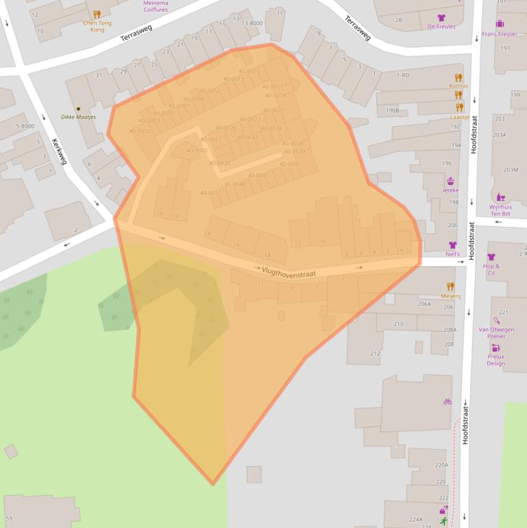 Kaart van postcodegebied 2071AX.