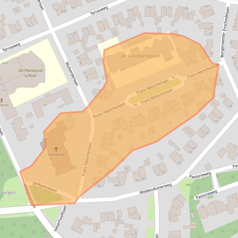 Kaart van postcodegebied 2071AZ.