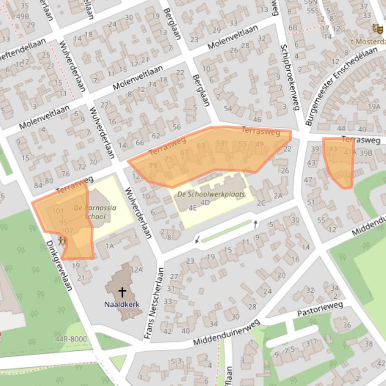 Kaart van postcodegebied 2071BB.