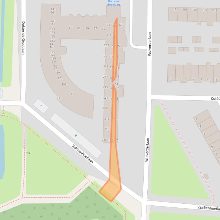 Kaart van postcodegebied 2071BJ.