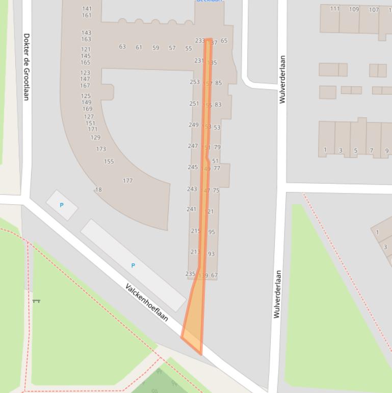 Kaart van postcodegebied 2071BK.