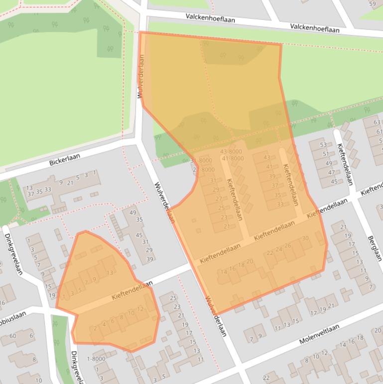 Kaart van postcodegebied 2071BT.