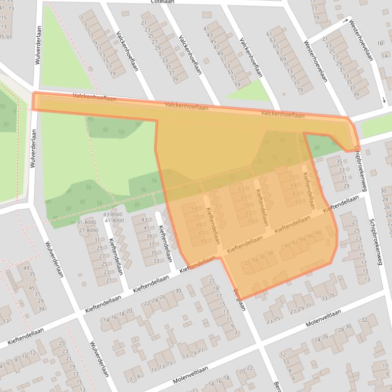 Kaart van postcodegebied 2071BV.