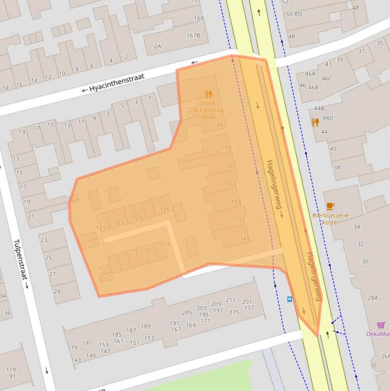 Kaart van postcodegebied 2071CC.